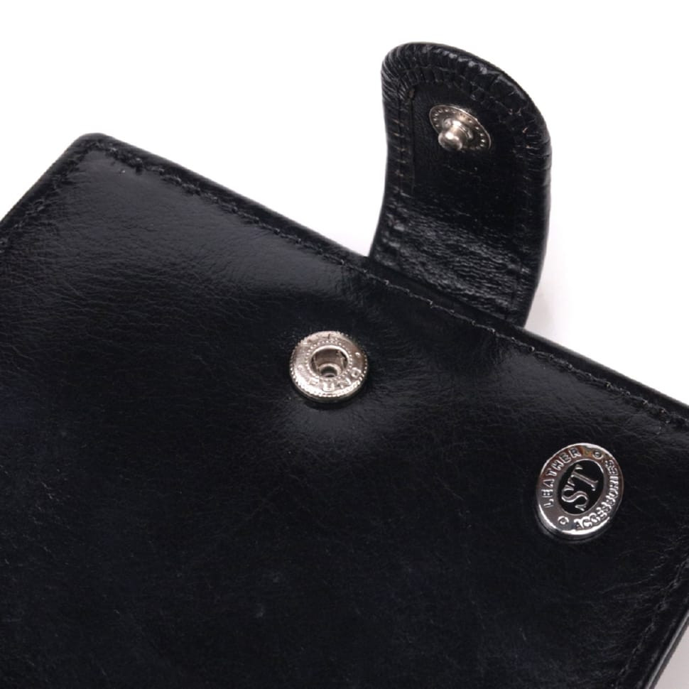 Классический мужской бумажник среднего размера из натуральной кожи ST Leather 19412 Черный