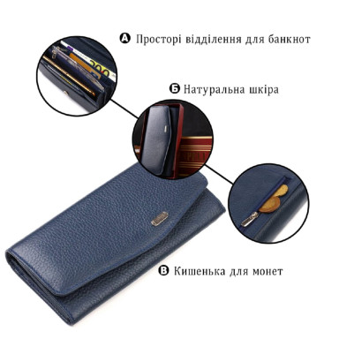 Женский стильный кошелек с удобным функционалом кожаный CANPELLINI 21725 Синий