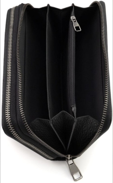 Leather Men`s Clutch with Double Zippers and Wrist Strap Marco Coverna MCB-02-10Q