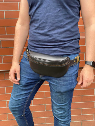 Newery black leather belt bag N40298GA