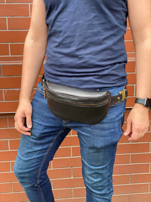 Чорна шкіряна сумка на пояс Newery N40298GA