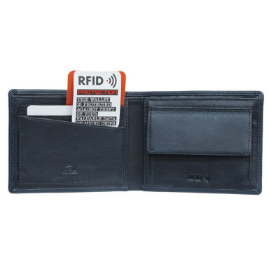 Leather wallet Newcontatto 3594 navy blue