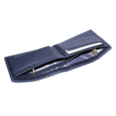 Leather wallet Newcontatto 3594 navy blue