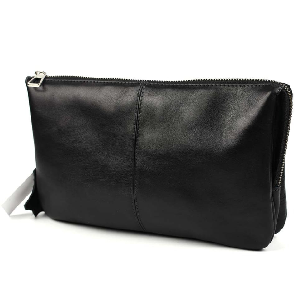 Барсетка чоловіча клатч на запястя, чорна гладка шкіра CP5610 Carlo Pazolini