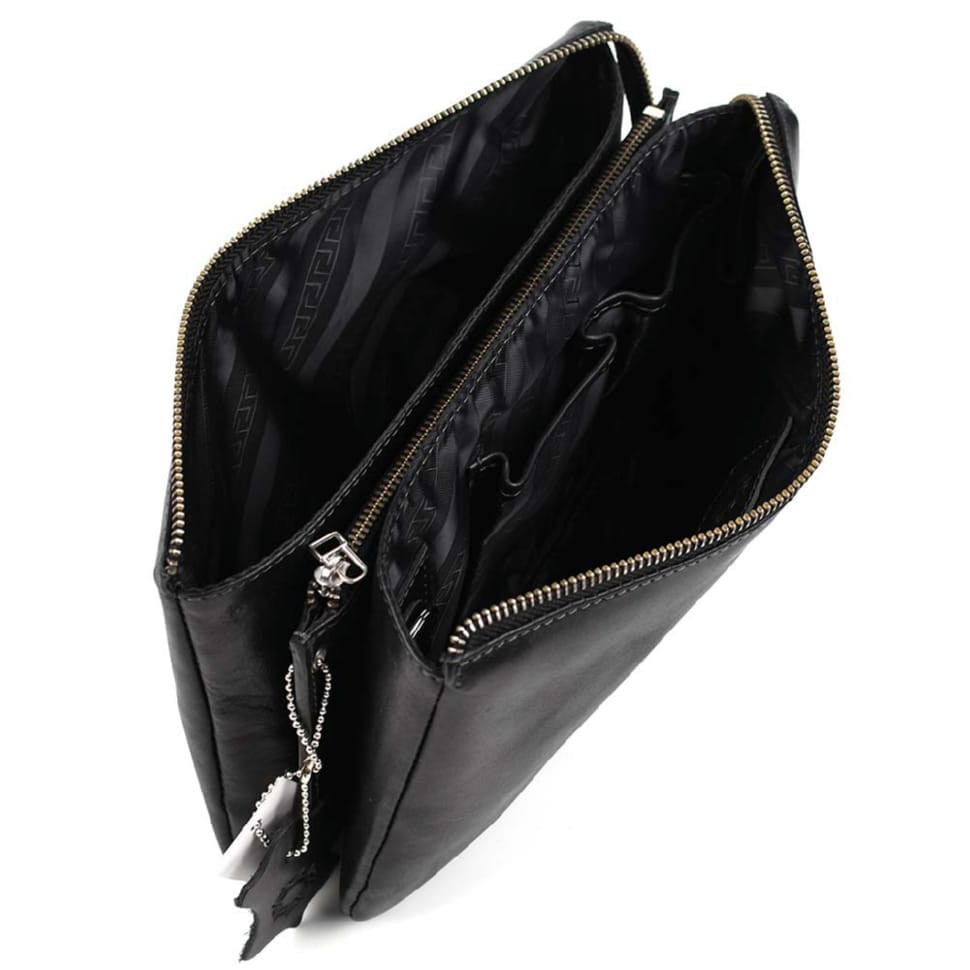 Барсетка чоловіча клатч на запястя, чорна гладка шкіра CP5610 Carlo Pazolini