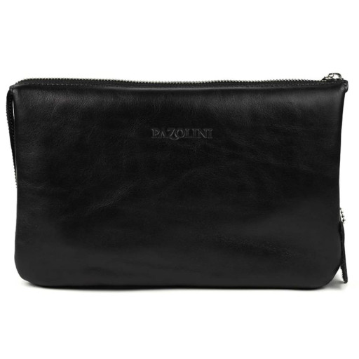 Барсетка чоловіча клатч на запястя, чорна гладка шкіра CP5610 Carlo Pazolini