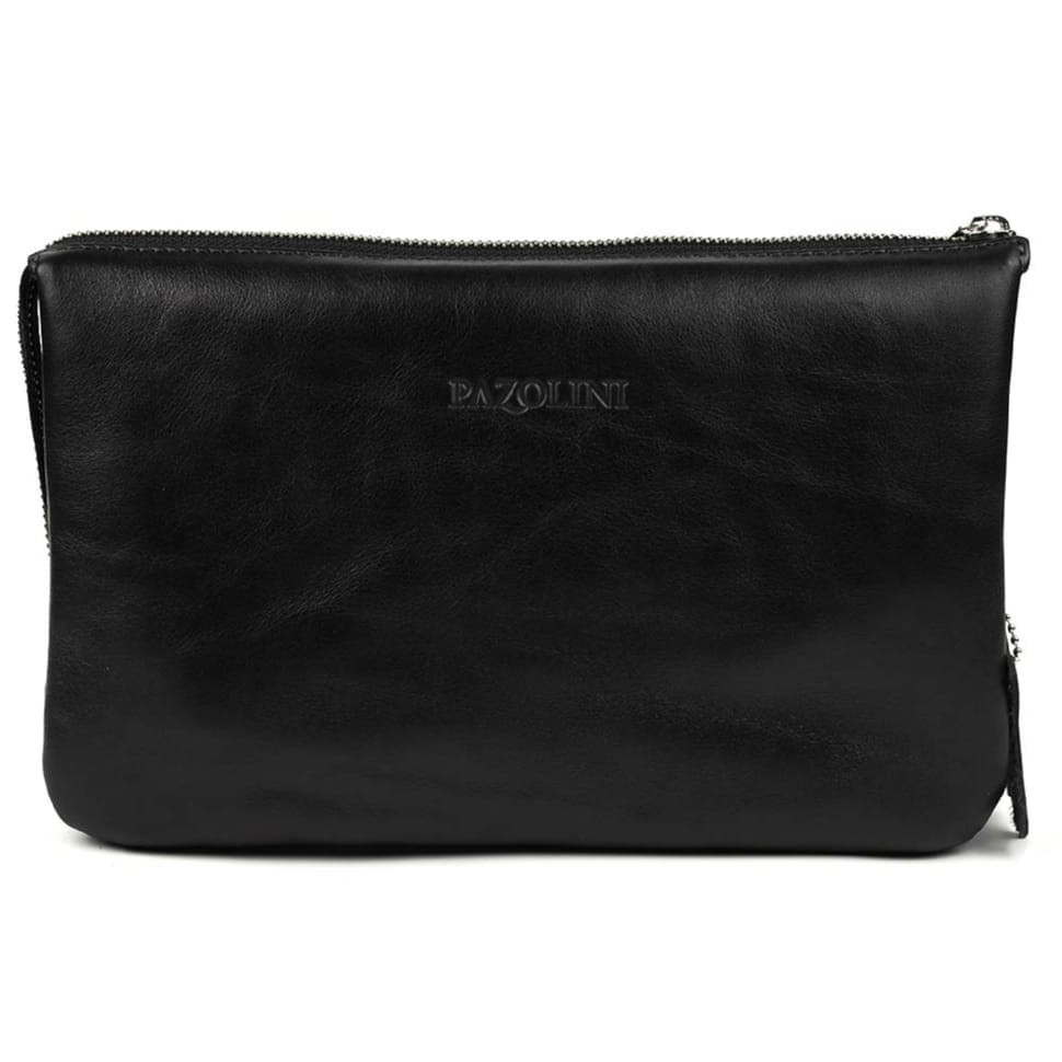 Барсетка чоловіча клатч на запястя, чорна гладка шкіра CP5610 Carlo Pazolini