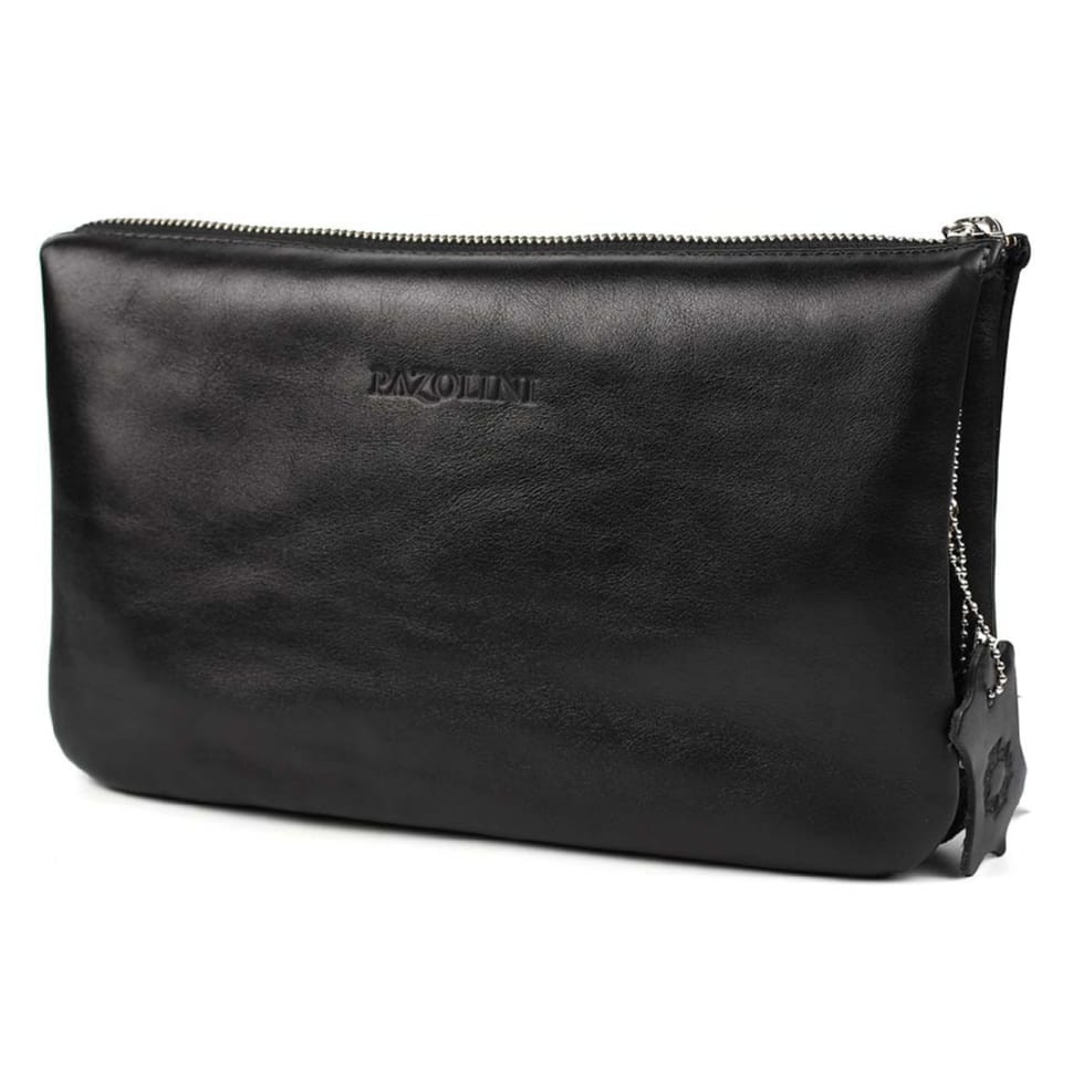 Барсетка чоловіча клатч на запястя, чорна гладка шкіра CP5610 Carlo Pazolini