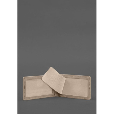 Leather cover for DSNS ID with pocket, light beige