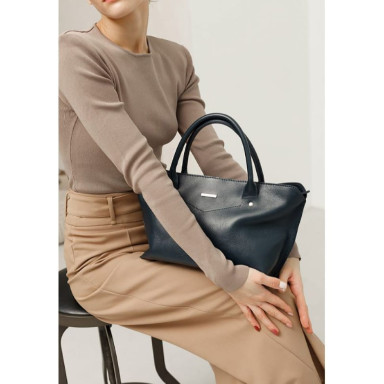 Womens leather Midi bag navy blue