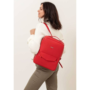 Cooper Leather Urban Women's Backpack with Zip Red