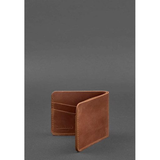 Чоловічий шкіряний портмоне 4.1 (4 кишені) світло-коричневий Crazy Horse