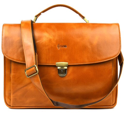 Шкіряний чоловічий портфель на два відділення TARWA GBalc-2067-4lx медовий