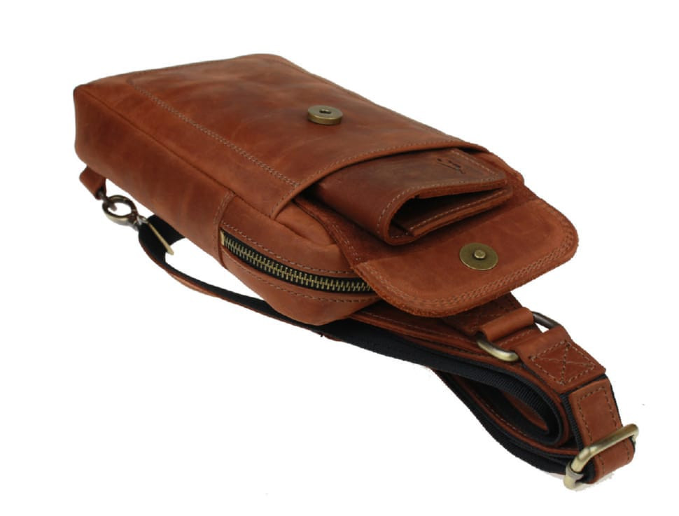 Mens sling shoulder bag banana 10211(28) light brown