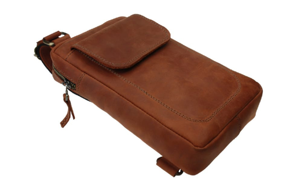 Mens sling shoulder bag banana 10211(28) light brown