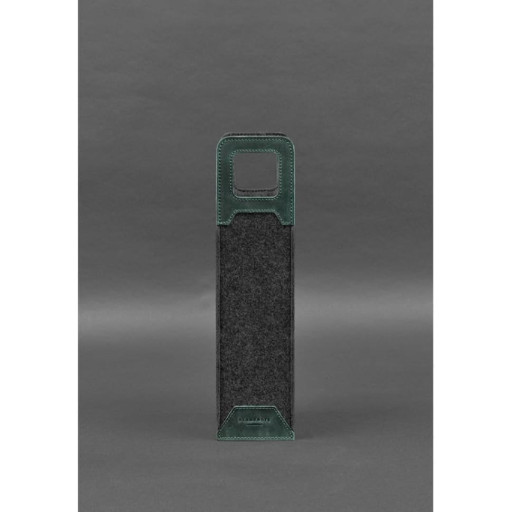 Чохол для вина 1.0 із фетру зі шкіряними вставками зелений Crazy Horse