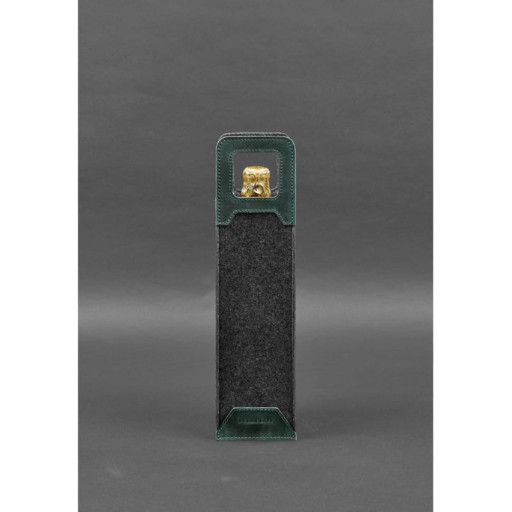 Чохол для вина 1.0 із фетру зі шкіряними вставками зелений Crazy Horse