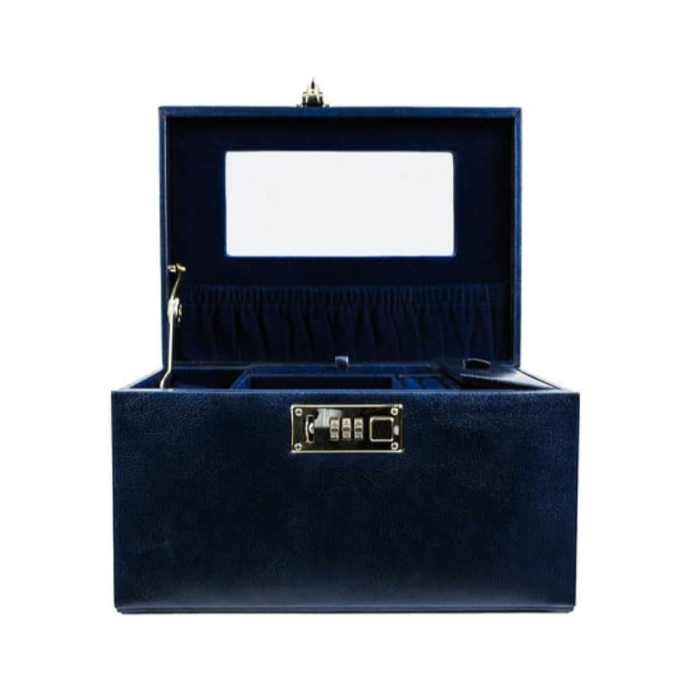 Велика шкіряна скринька для прикрас для жінок - The Portrait of a Lady - Синій колір - Time Resistance 5235401