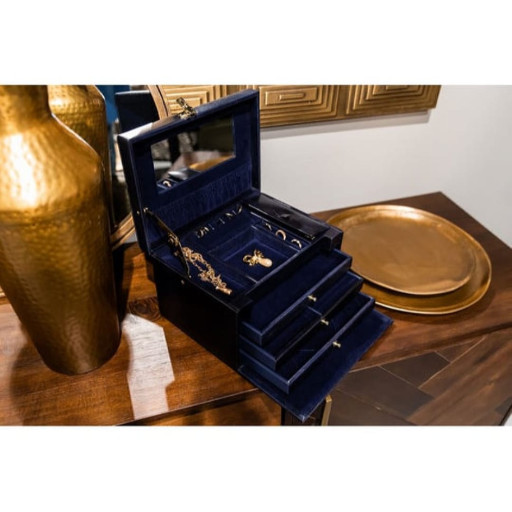 Велика шкіряна скринька для прикрас для жінок - The Portrait of a Lady - Синій колір - Time Resistance 5235401