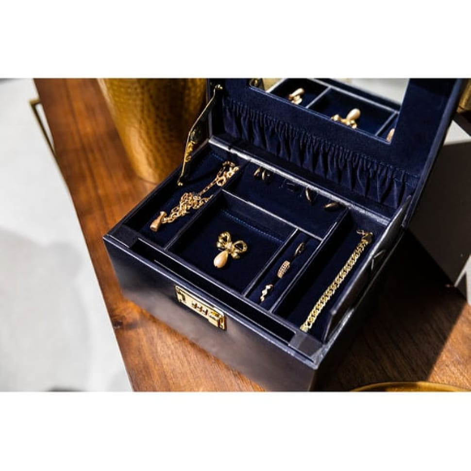 Велика шкіряна скринька для прикрас для жінок - The Portrait of a Lady - Синій колір - Time Resistance 5235401