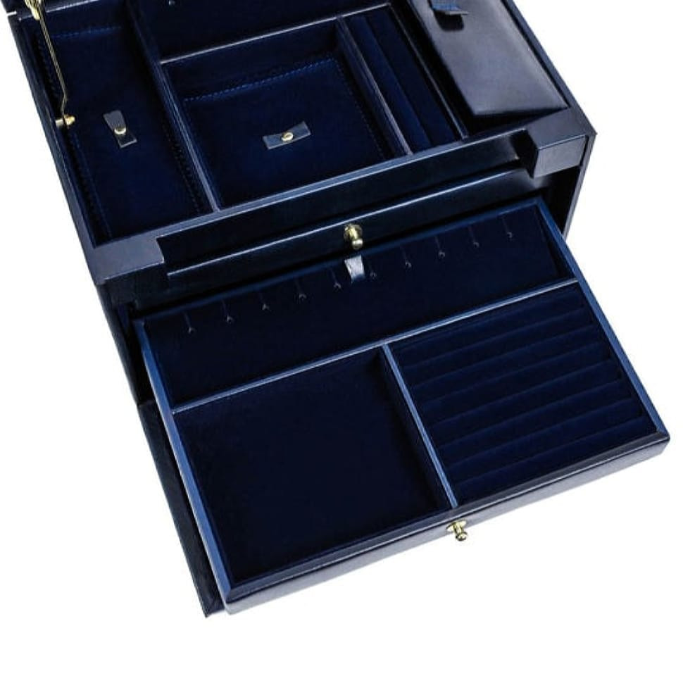 Велика шкіряна скринька для прикрас для жінок - The Portrait of a Lady - Синій колір - Time Resistance 5235401