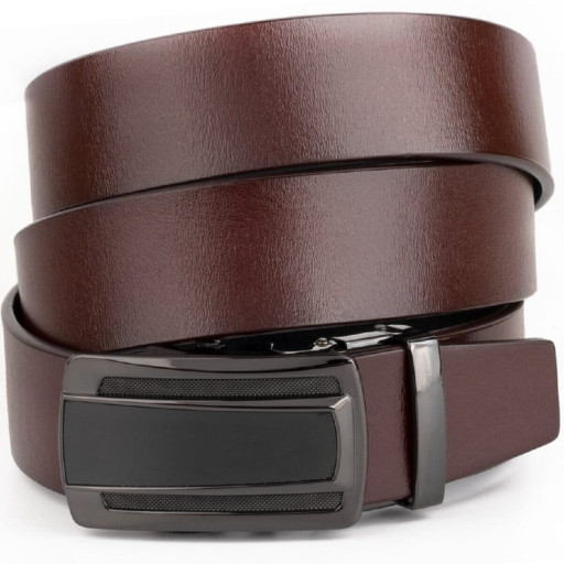 Чоловічий ремень з темною пряжкою автомат Vintage 20295 Чорний