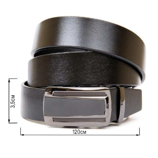 Чоловічий ремень з темною пряжкою автомат Vintage 20295 Чорний