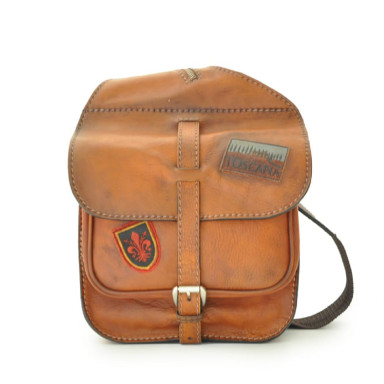 Pratesi BCO135/P - Bisaccia Small Cross Body Bag in cow leather Bruce Cognac
