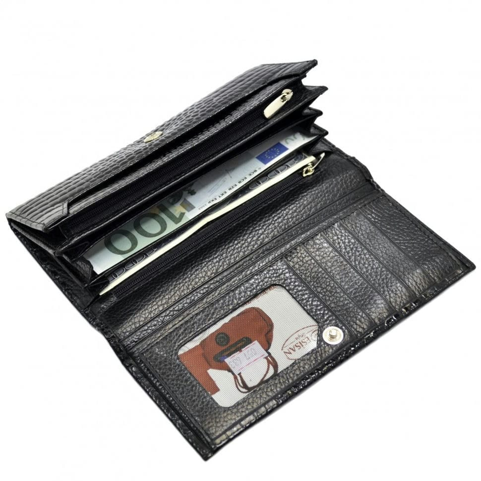 Гаманець жіночий шкіряний Desisan 057-633 чорний дрібний кроко