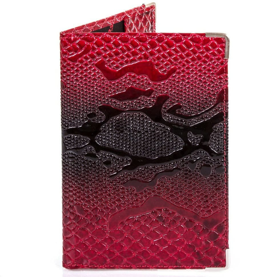 Обкладинка для паспорта шкіряна Desisan-500 червоний візерунок
