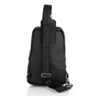 Чёрная кожаная сумка на грудь мужская Newery N41719FA