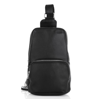 Чёрная кожаная сумка на грудь мужская Newery N41719FA