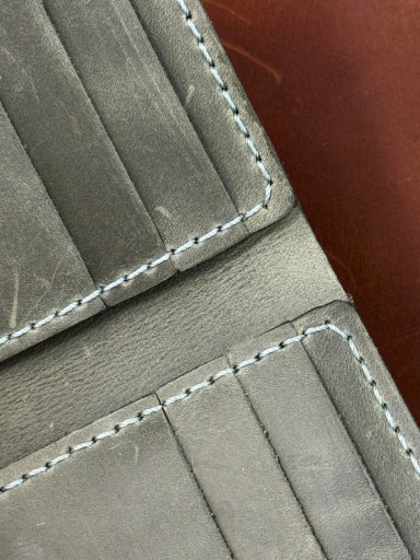 Men`s Bifold Wallet Made of Genuine Leather Crazy Horse (Gray)