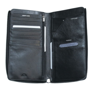 Leather travel wallet Newcontatto 2598 nero black