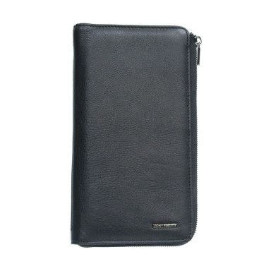 Leather travel wallet Newcontatto 2598 nero black