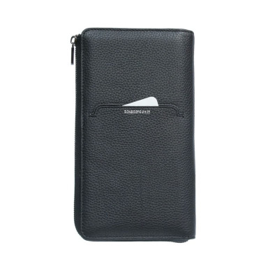 Leather travel wallet Newcontatto 2598 nero black