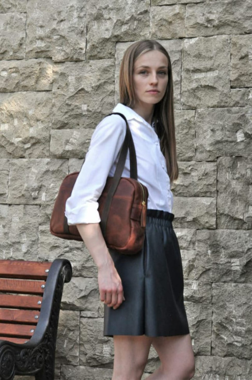 Дорожня шкіряна сумка-саквояж B651 від бренду Avitoo