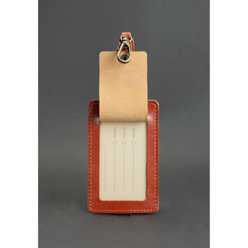 Шкіряна бирка для багажу Бланк-тег світло-коричнева