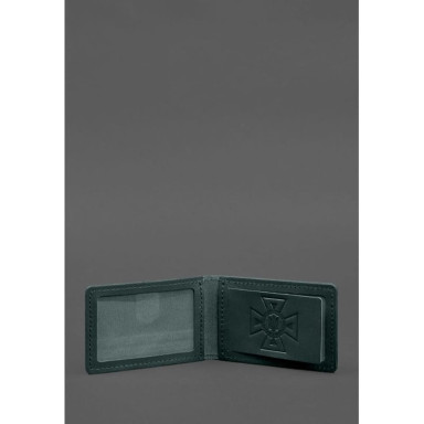 Leather cover for DSNS ID with pocket, green