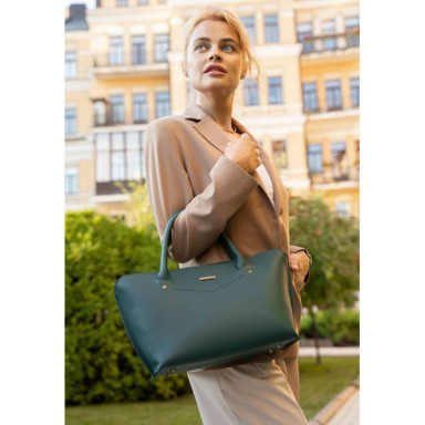 Women's leather Midi bag green