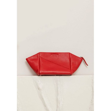Women's leather cosmetic bag Red