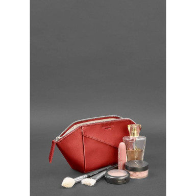 Women's leather cosmetic bag Red