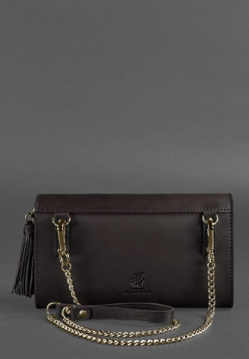 Жіноча шкіряна сумка Еліс темно-коричнева Краст