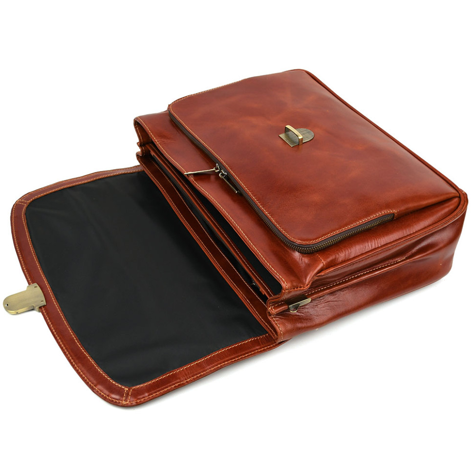 Шкіряний чоловічий портфель на два відділення TARWA GBord-2067-4lx бордовий