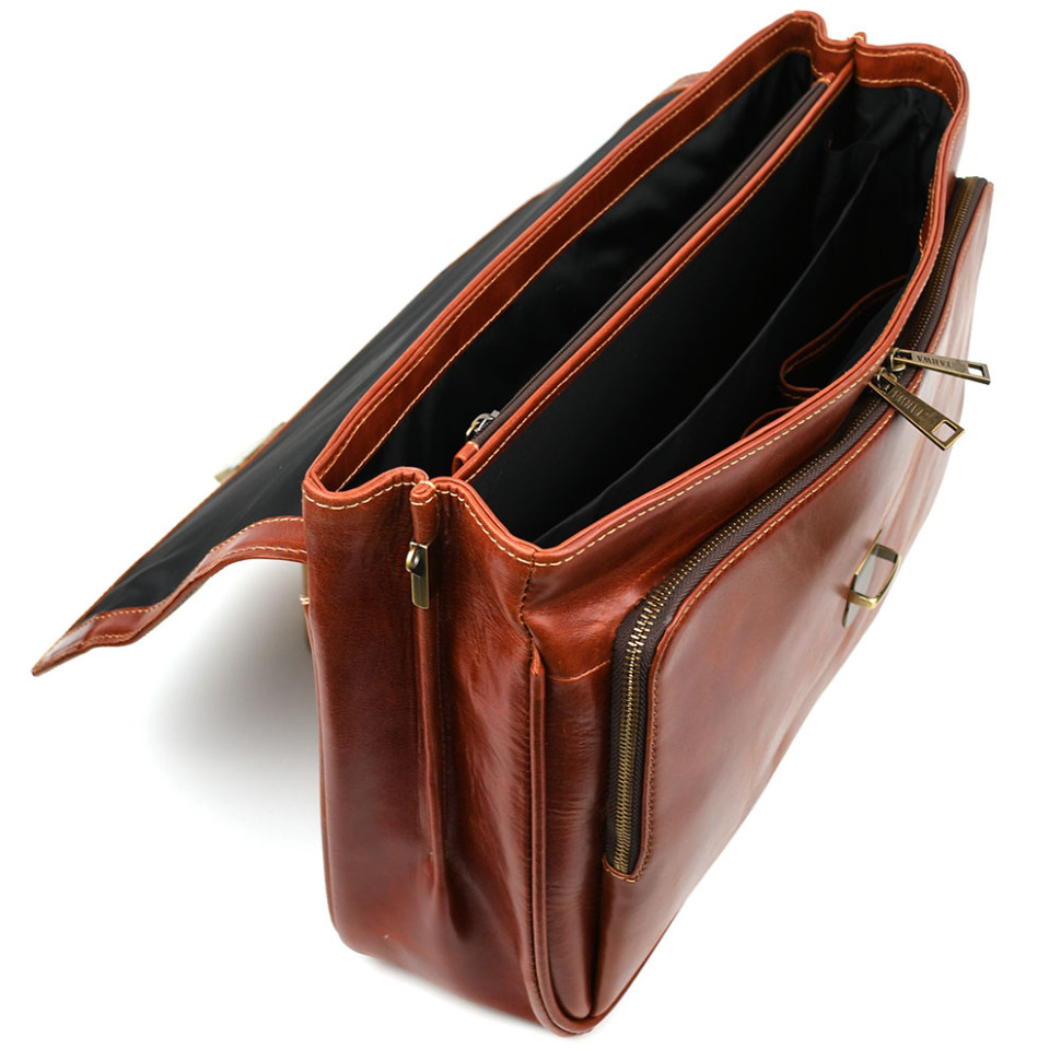 Шкіряний чоловічий портфель на два відділення TARWA GBord-2067-4lx бордовий