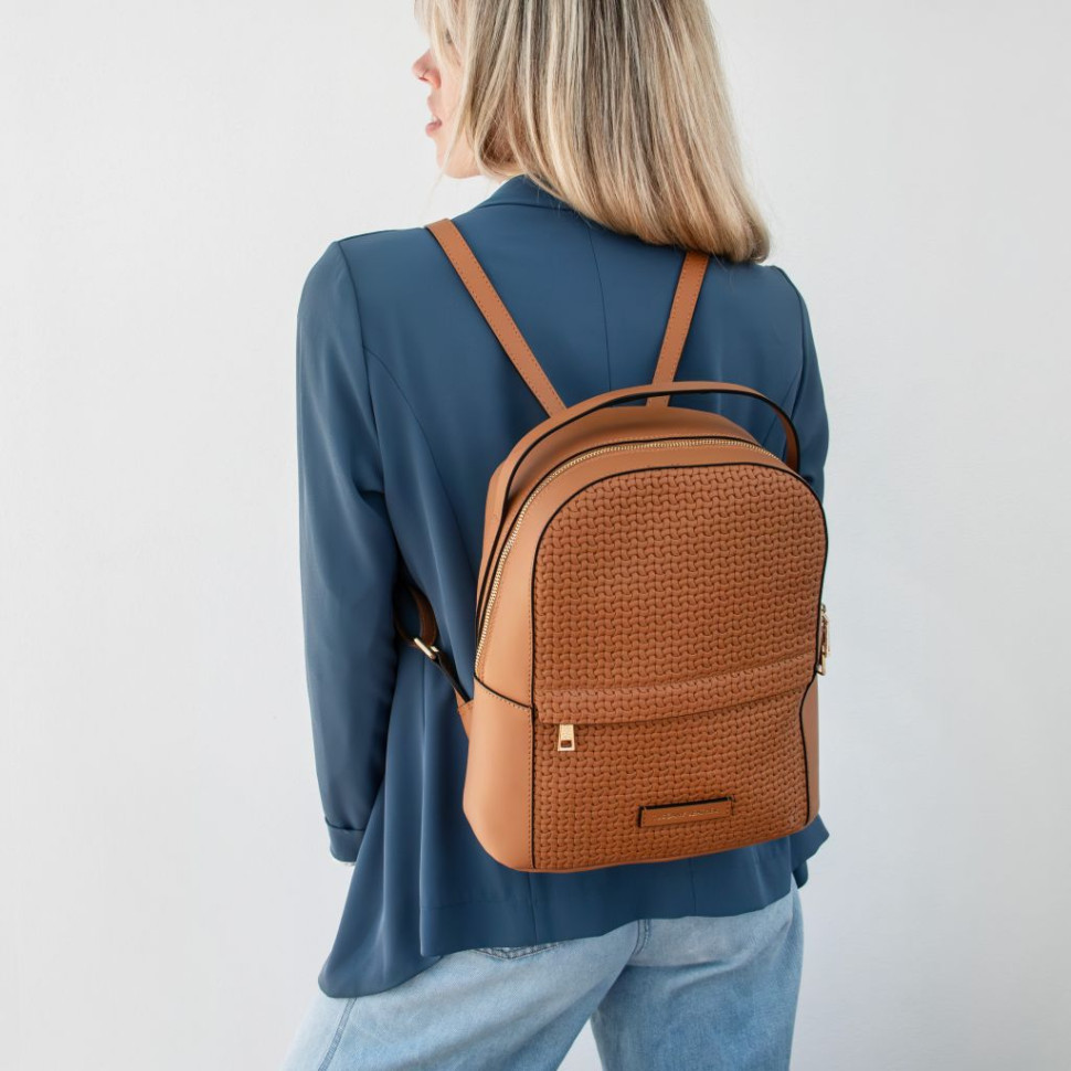 Dedalo Woven printed leather backpack