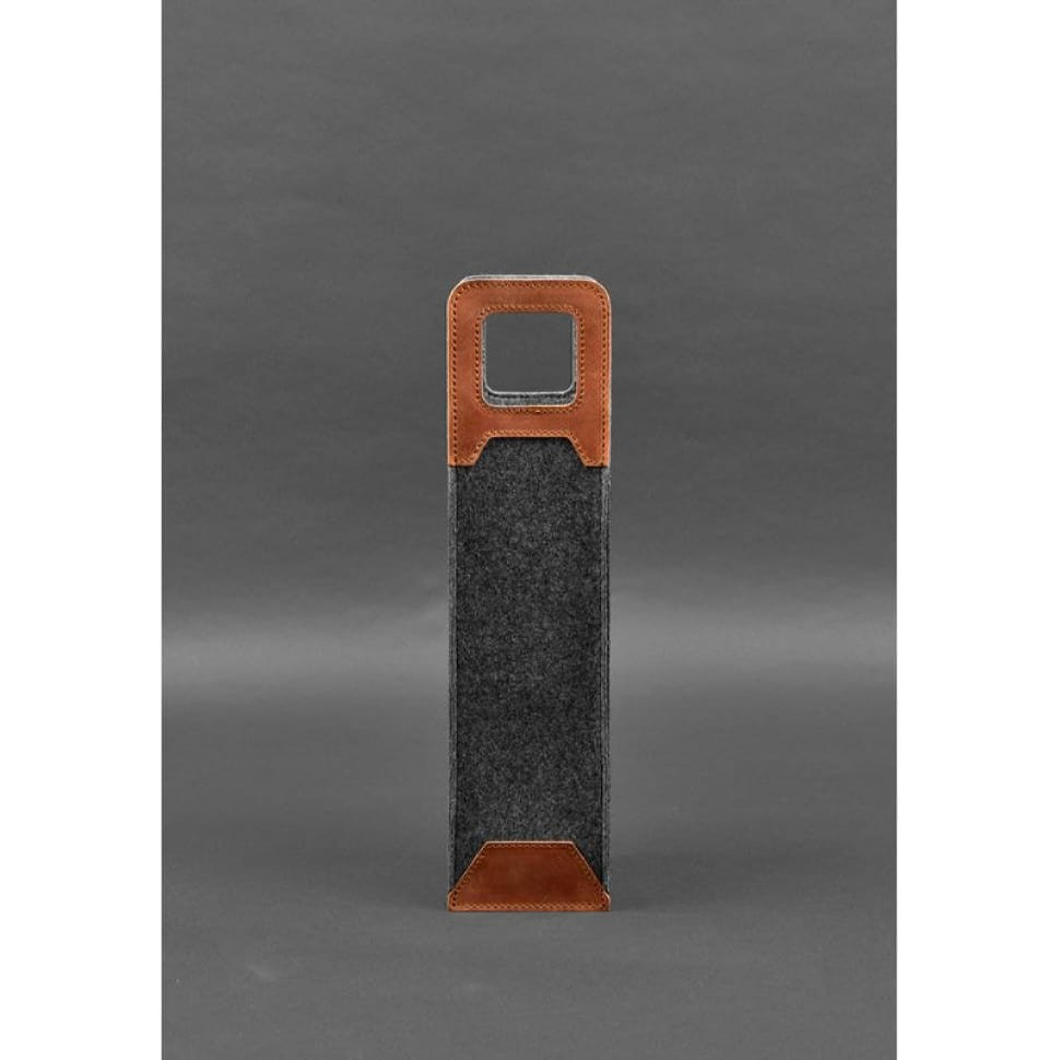 Чохол для вина 1.0 із фетру зі шкіряними вставками світло-коричневий Crazy Horse