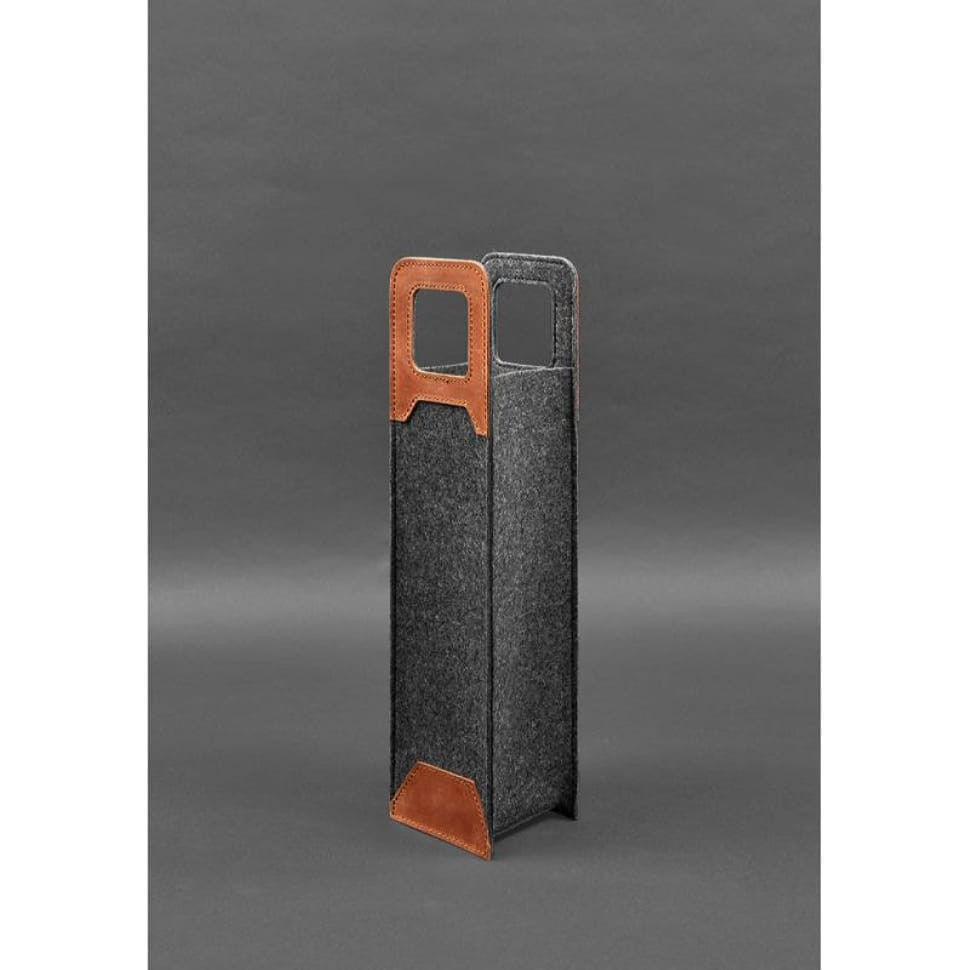 Чохол для вина 1.0 із фетру зі шкіряними вставками світло-коричневий Crazy Horse