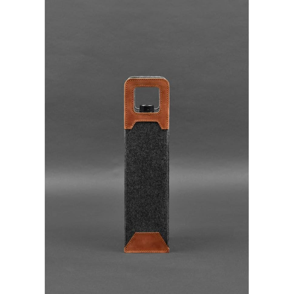 Чохол для вина 1.0 із фетру зі шкіряними вставками світло-коричневий Crazy Horse