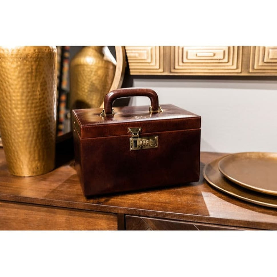 Большая кожаная шкатулка для украшений для женщин - The Portrait of a Lady - Коричневый цвет - Time Resistance 5235501